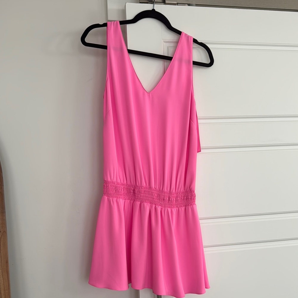 V-Neck Pink Sleeveless Dress